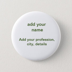 Simple minimal green add your text name photo cust 6 cm round badge