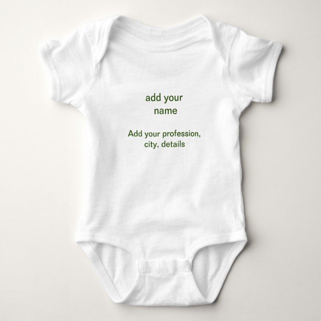 Simple minimal green add your text name photo cust baby bodysuit (Front)