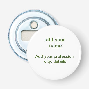 Simple minimal green add your text name photo cust bottle opener