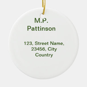 Simple minimal green add your text name photo cust ceramic tree decoration