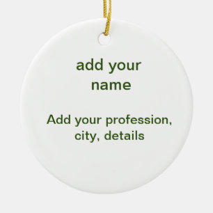 Simple minimal green add your text name photo cust ceramic tree decoration