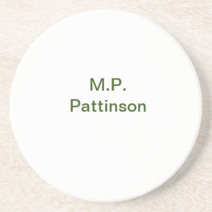 Simple minimal green add your text name photo cust coaster