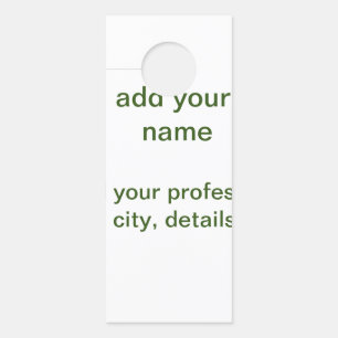 Simple minimal green add your text name photo cust door hanger