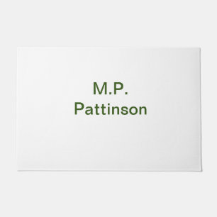 Simple minimal green add your text name photo cust doormat