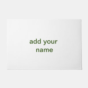 Simple minimal green add your text name photo cust doormat
