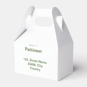 Simple minimal green add your text name photo cust favour box