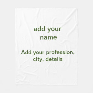 Simple minimal green add your text name photo cust fleece blanket