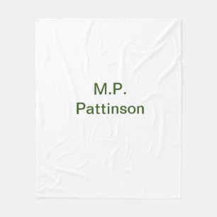 Simple minimal green add your text name photo cust fleece blanket