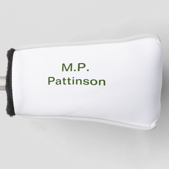 Simple minimal green add your text name photo cust golf head cover (Front)