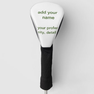 Simple minimal green add your text name photo cust golf head cover