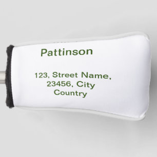 Simple minimal green add your text name photo cust golf head cover