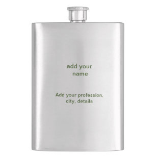 Simple minimal green add your text name photo cust hip flask