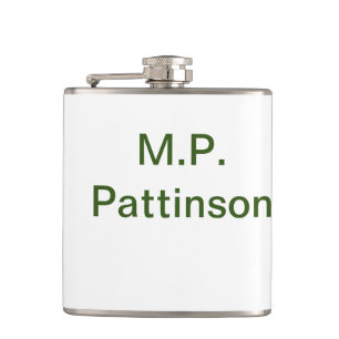 Simple minimal green add your text name photo cust hip flask