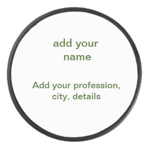 Simple minimal green add your text name photo cust hockey puck