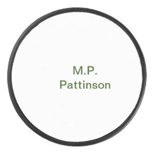 Simple minimal green add your text name photo cust hockey puck