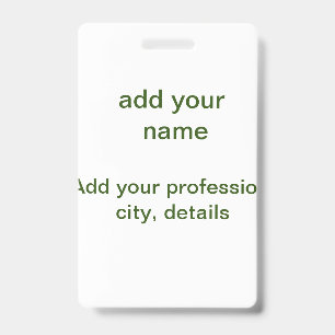 Simple minimal green add your text name photo cust ID badge