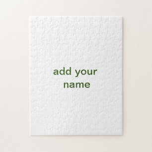 Simple minimal green add your text name photo cust jigsaw puzzle