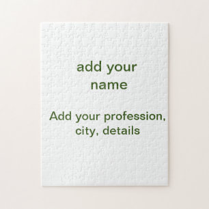 Simple minimal green add your text name photo cust jigsaw puzzle