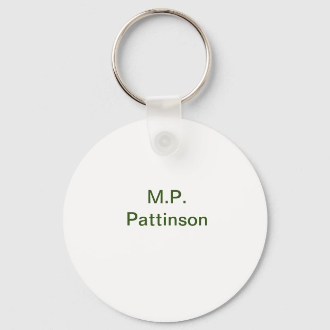 Simple minimal green add your text name photo cust key ring (Front)