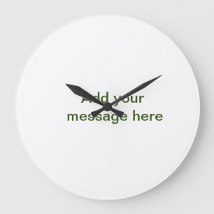 Simple minimal green add your text name photo cust large clock