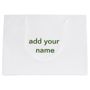 Simple minimal green add your text name photo cust large gift bag