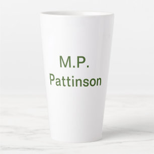 Simple minimal green add your text name photo cust latte mug