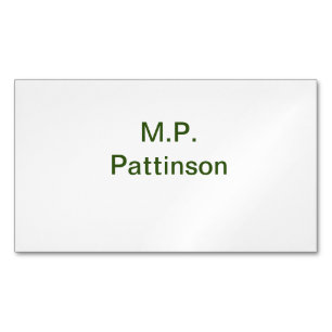Simple minimal green add your text name photo cust magnetic business card