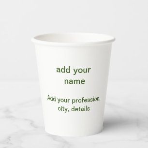 Simple minimal green add your text name photo cust paper cups