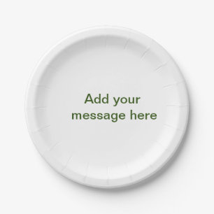 Simple minimal green add your text name photo cust paper plate