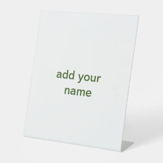 Simple minimal green add your text name photo cust pedestal sign