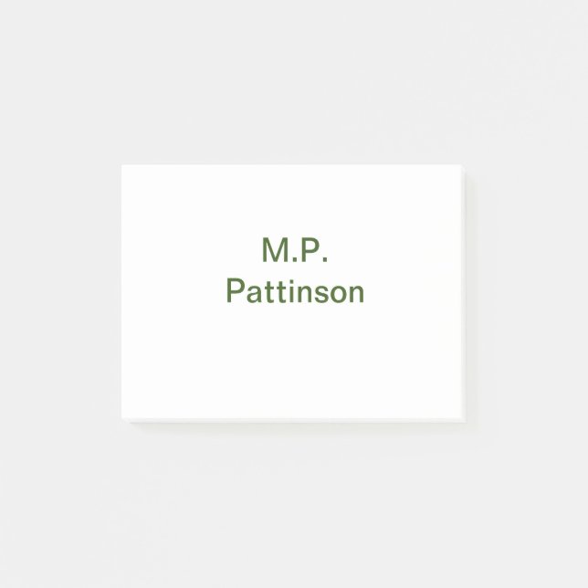 Simple minimal green add your text name photo cust post-it notes (Front)