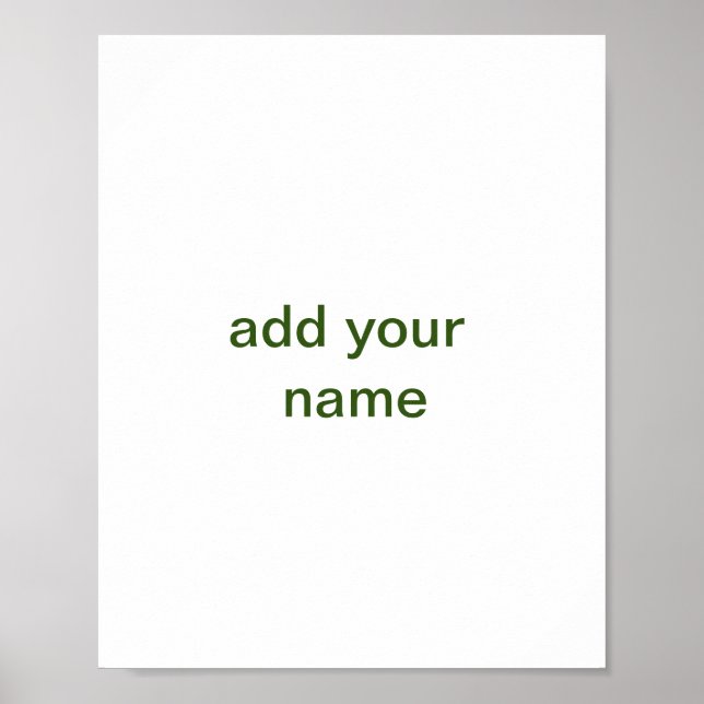 Simple minimal green add your text name photo cust poster (Front)