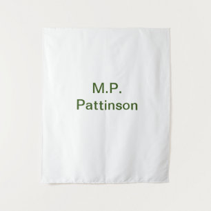 Simple minimal green add your text name photo cust tapestry