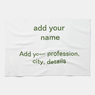 Simple minimal green add your text name photo cust tea towel