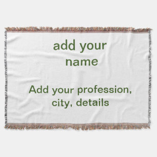 Simple minimal green add your text name photo cust throw blanket