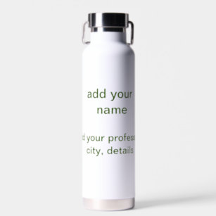 Simple minimal green add your text name photo cust water bottle