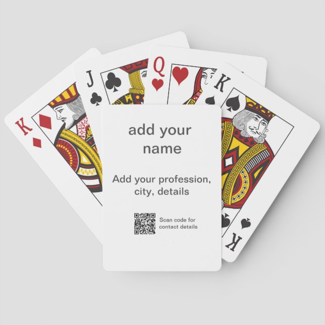 Simple minimal green add your text name scan QR co Playing Cards (Back)