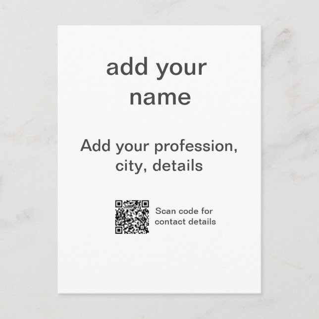 Simple minimal green add your text name scan QR co Postcard (Front)