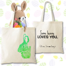Simple Minimal Green Grass Gradient Easter Bunny  Tote Bag