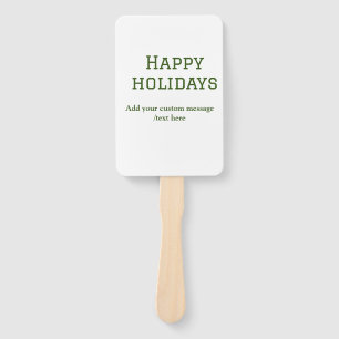 Simple minimal green happy holidays Christmas  Hand Fan