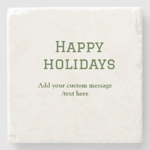 Simple minimal green happy holidays Christmas Stone Coaster