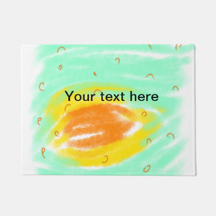 Simple minimal green orange watercolor add text na doormat