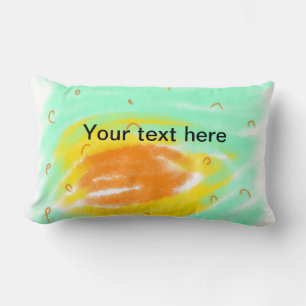 Simple minimal green orange watercolor add text na lumbar cushion