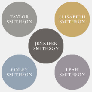 Simple Minimal Grey Ochre Blue Custom Name School