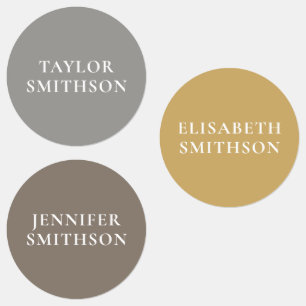Simple Minimal Grey Ochre Taupe Custom Name School