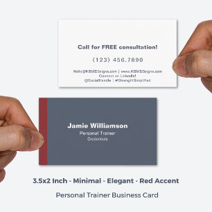 Simple Minimal Grey White Red Corporate Service Business Card