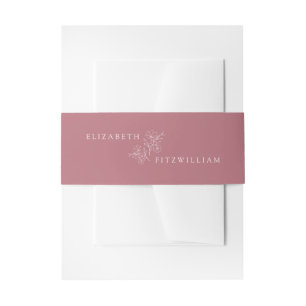 Simple Minimal Hand Drawn Pink Cherry Blossom Invitation Belly Band