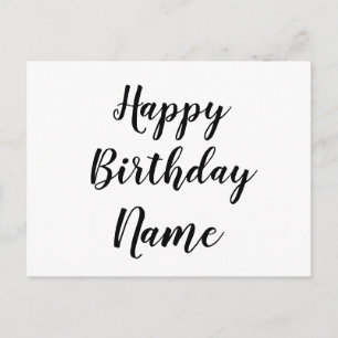 simple minimal happy birthday add your name card