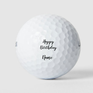 simple minimal happy birthday add your name card golf balls