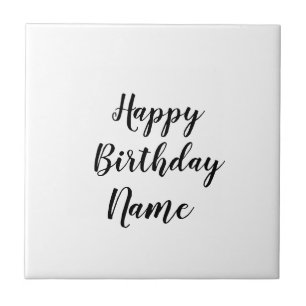simple minimal happy birthday add your name card tile